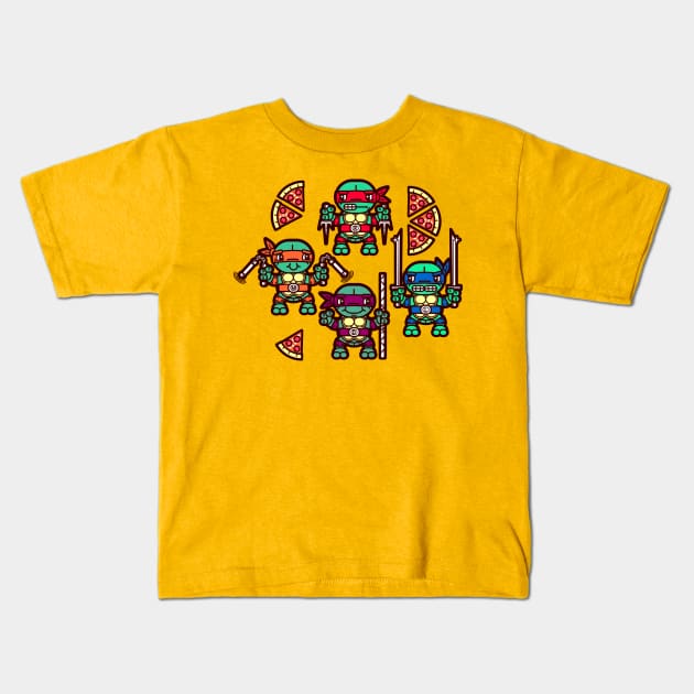 Teenage Mutant Ninja Turtles Pizza Party Kids T-Shirt by chobopop